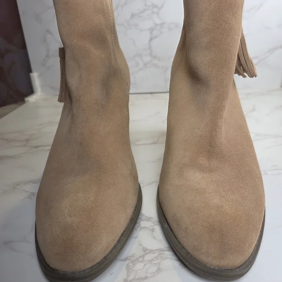 Suede Ankle Booties in Taupe - Women - Picture 4 of 9